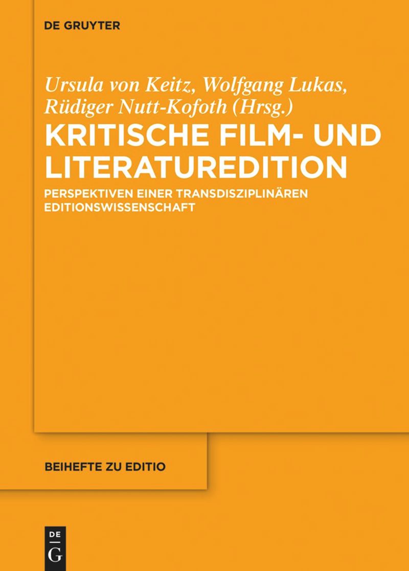 Cover Bd. 51 der Reihe editio /Beihefte De Gruyter